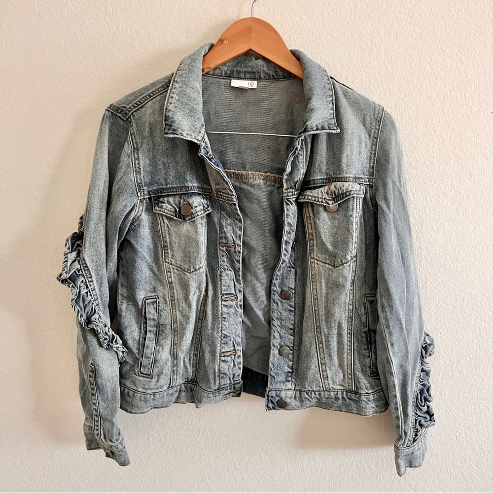 Nordstrom BP Ruffle Jean Jacket Sz S